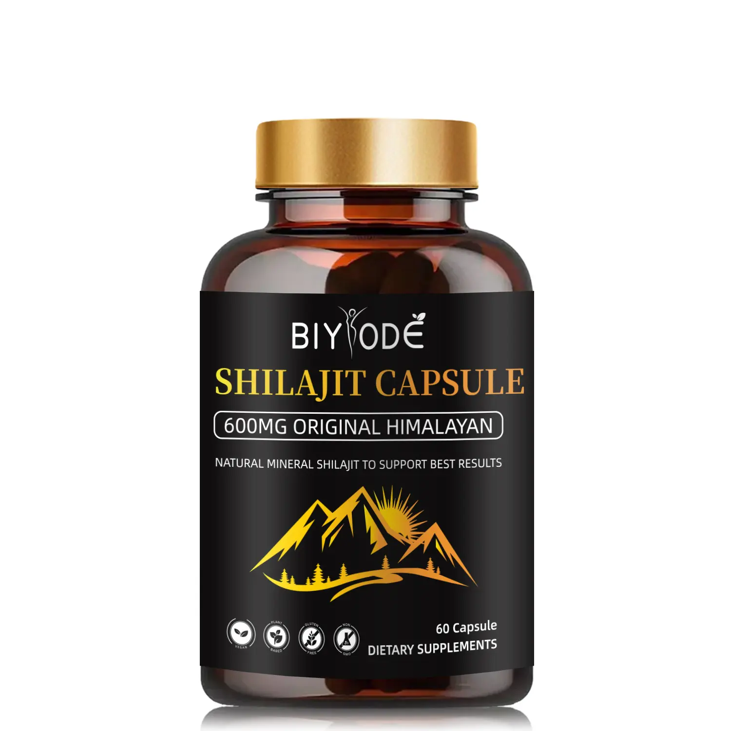 Pure Shilajit Veg Capsules, 60pcs/Box Shilajit Supplement with Fulvic Acid & Trace Minerals, Plant Nutrients for Energy, Immune Support, Vitality Healthcare Edible Dietary Fitness