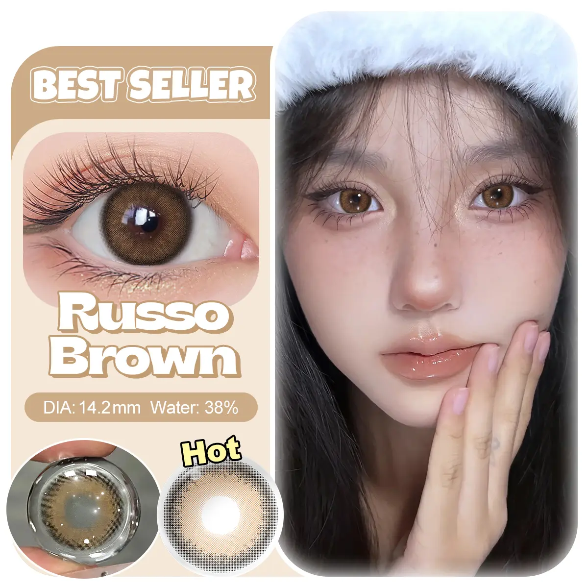 [NDD] Magister Colored Contact Lens   RUSSO 14.2MM New Softlens Brown Contact Lens Support Cash On Delivery And Fast Shipping  6 Months Suit For Daily Use Make up Colored Contact Lenses