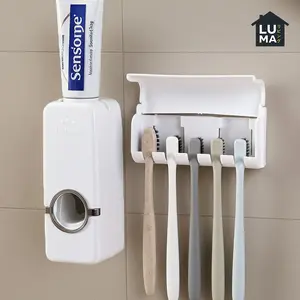 Dispenser Odol Pasta Sikat Gigi Tempel Dinding Toothpaste Brush Holder Set Rak Kamar Mandi