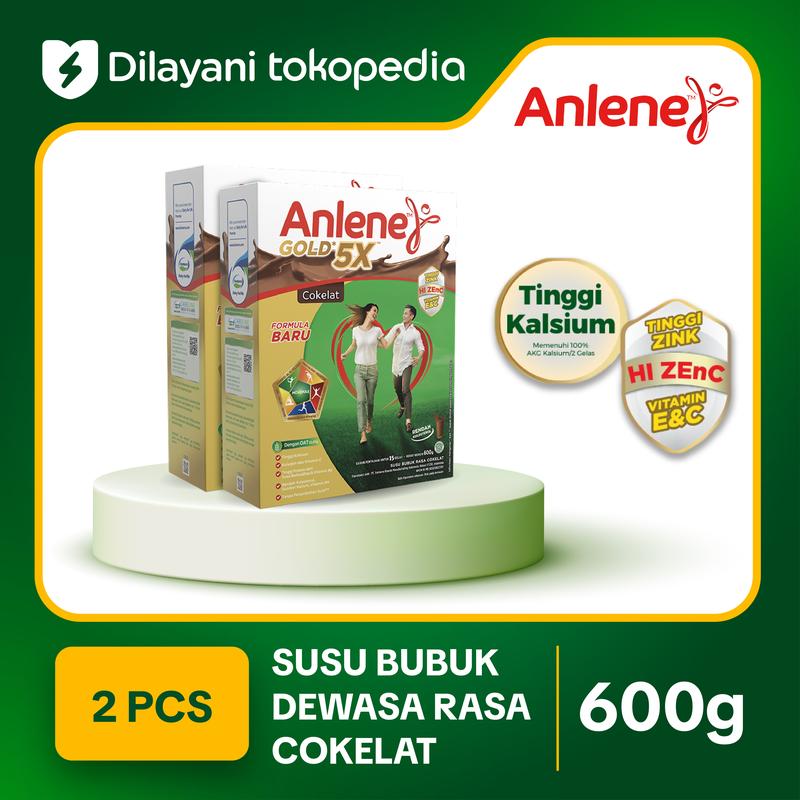 [PROMO 2 PCS] Anlene Gold 5X Susu Bubuk Dewasa Cokelat 600g - Kuatkan Tulang, Sendi & Otot / Adult Milk Chocolate / Dairy Milk 0