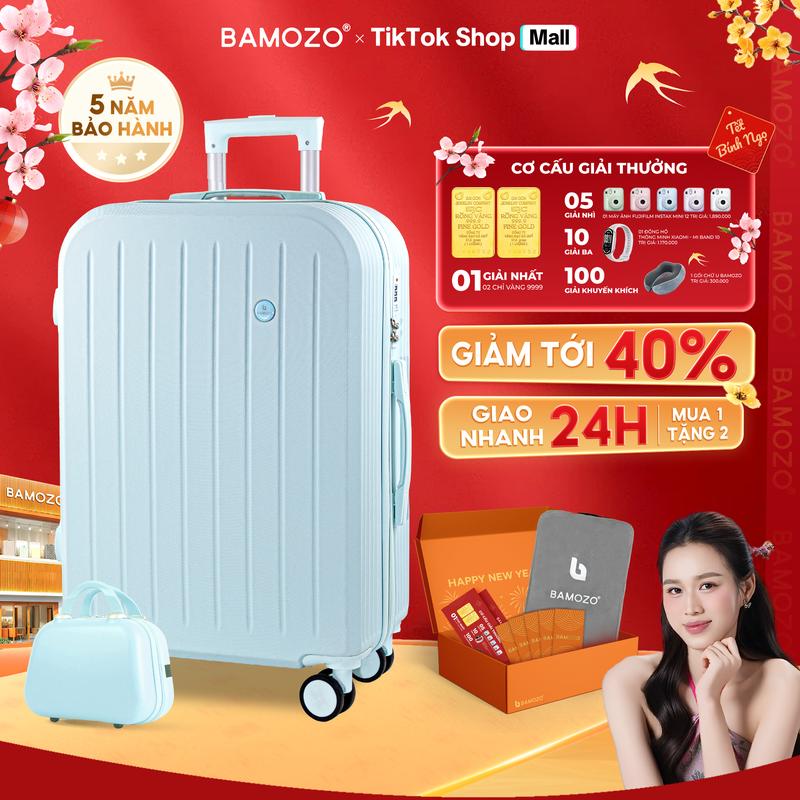 TẶNG CỐP 300K Vali Bamozo 8812 Thường + Cốp Mỹ Phẩm Size 20 24 Xách Tay Ký Gửi Nhựa ABS PC Bền Đẹp Khóa Bảo Mật Vali nhỏ gọn xách tay _8812