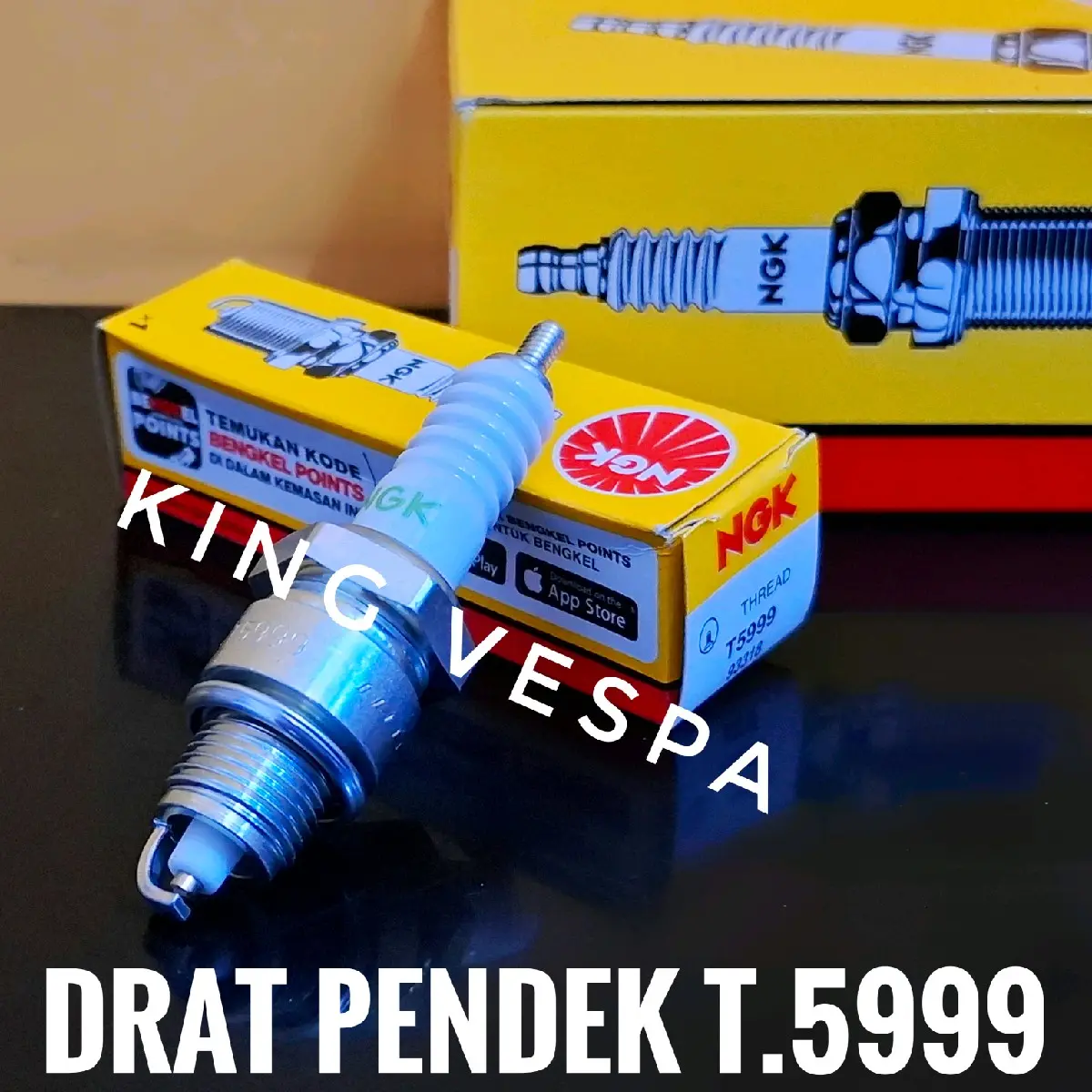 busi vespa klasik drat PENDEK T5999 NGK super sprint px ps pts vbb bajaj