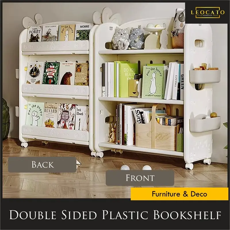 Cute Bunny Double-sided Children's Bookshelf Space Saver Cabinet