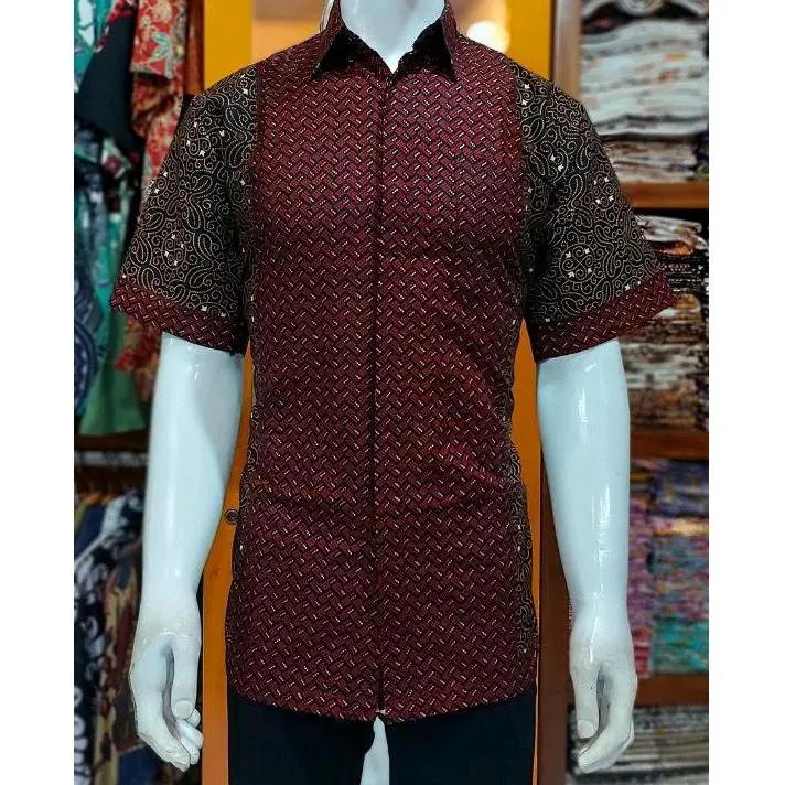 Kemeja Batik Pria Pendek Motif Mataram