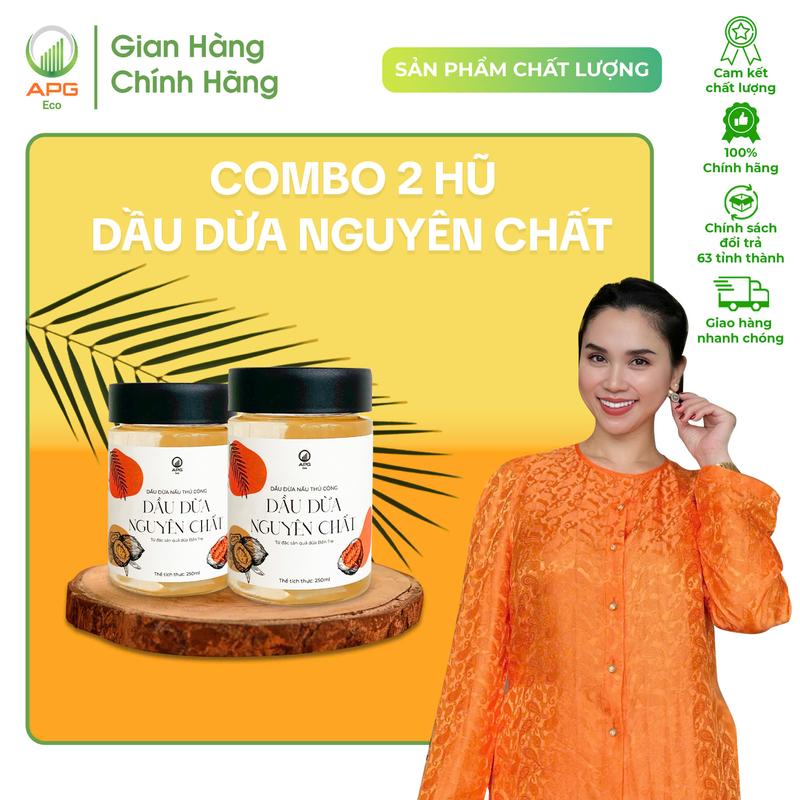  Combo 2 Hũ Dầu Dừa Nấu Thủ Công APG ECO Chiết Xuất Từ Đặc Sản Bến Tre quy cách hũ 250ML 