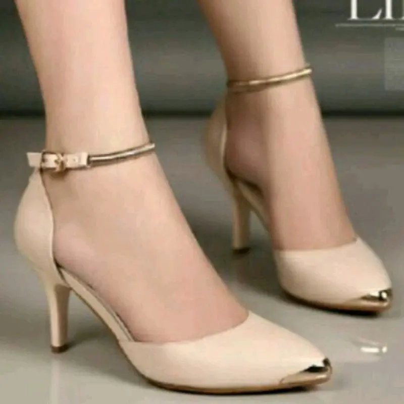 sepatu Heels wanita 7cm sepatu hak tali ankle strap heels