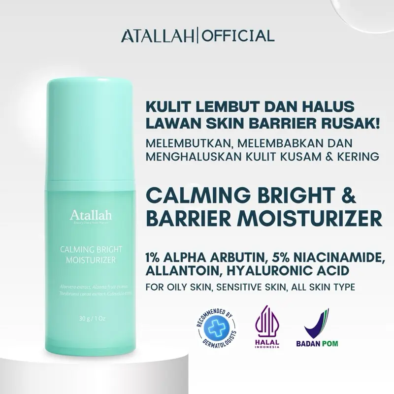 [FLASH SALE] ATALLAH 5Pcs Paket Glow Up Basic Skincare Brightening set | Pencerah Wajah | Menghilangkan Flek Hitam | Spf 50 PA +++ 5
