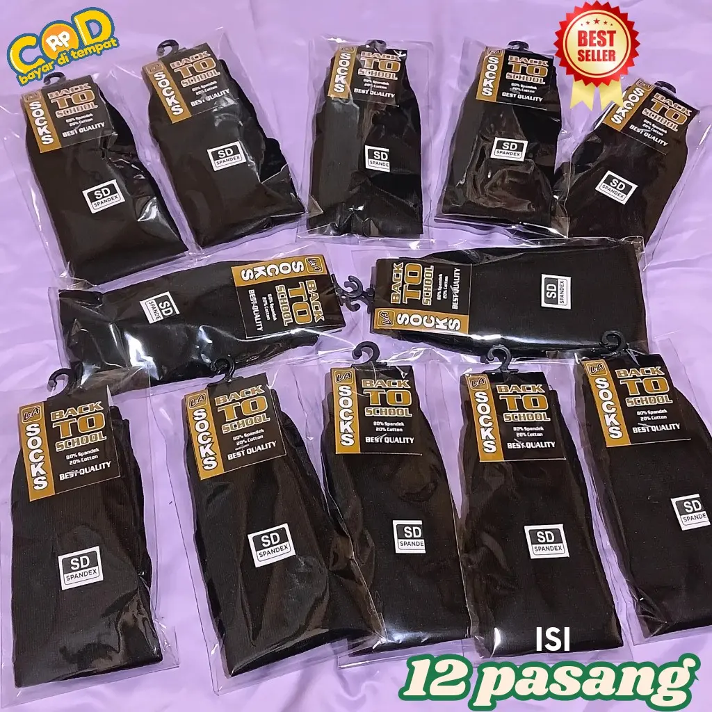 Kaos Kaki Hitam polos SD Selusin
