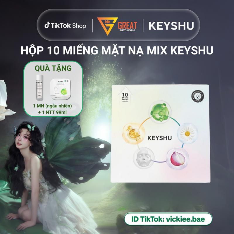 DEAL ĐỘC QUYỀN Vic Hộp 10 Miếng Mặt Nạ Mix KEYSHU Rau Má Hành Tím Vitamin C Nâng Cơ Hoa Cúc