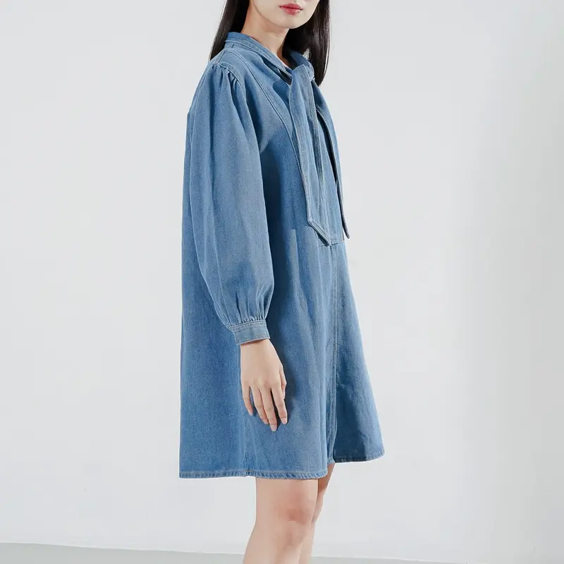 This Is April Gaun Mini Wanita Lengan Panjang Amaleeya Dress Denim C7002000 1