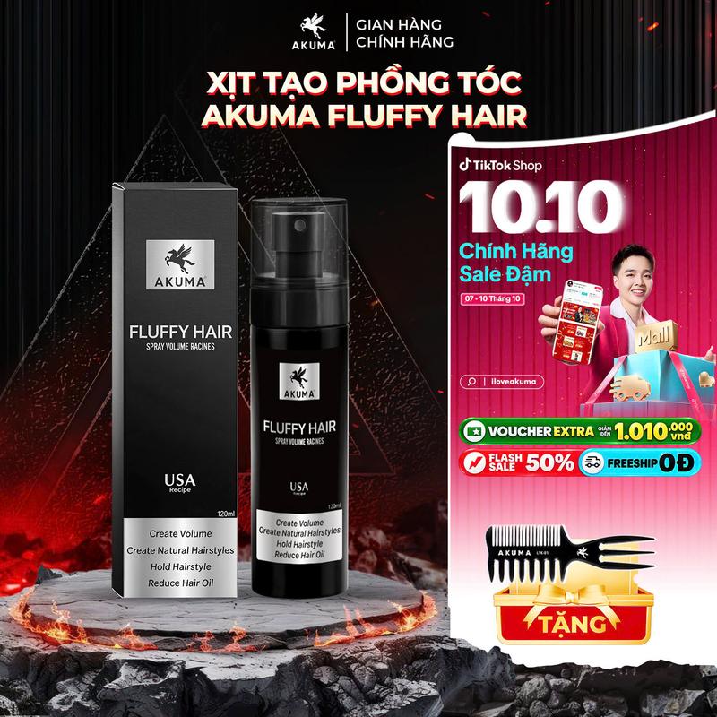 [ĐỘC QUYỀN LIVE] Xịt Tạo Phồng AKUMA Fluffy Hair 120ml - Tạo Độ Phồng, Kiểm Soát Dầu, Giảm Bết, Thích Hợp Cho Mọi Kiểu Tóc.