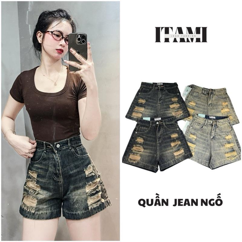 {696}S-2Xl QUẦN JEAN NGỐ NỮ RÁCH LƯNG CAO KHÔNG CO GIÃN