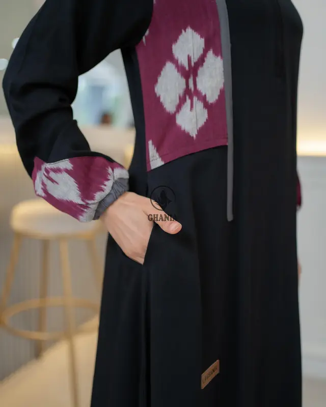 Ghania Malika Hitam Terbaru 2025 Rayon Twill Premium mix Tenun Etnic 2
