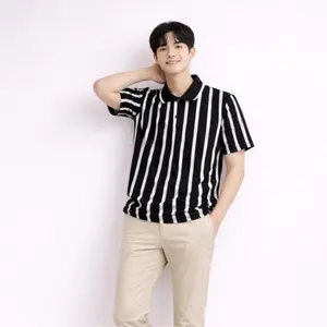 PM | Kaos Kerah Pria - Kaos Polo Motif Salur Lengan Pendek Bahan SEMI katun |Kaos Kerah Pria Stripe Salur | kaos kerah salur adem |Kaos Kerah Salur Polo Dewasa Stripe Besar Pria semi Cotton | kaos krah wangki motif salur bahan adem