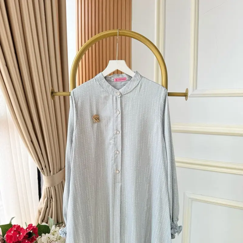 NNfashion ~ RAISA DRESS ~ Gamis Wanita Muslimah Casual Formal elegan adem nyaman motif kancing Panjang 3