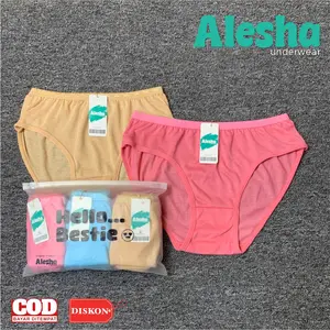 ALESHA Celana Dalam Wanita Mix Warna Bahan Katun Karet Pinggang Nyaman Adem Tidak Terlalu Tebal Size M L XL XXL 4L