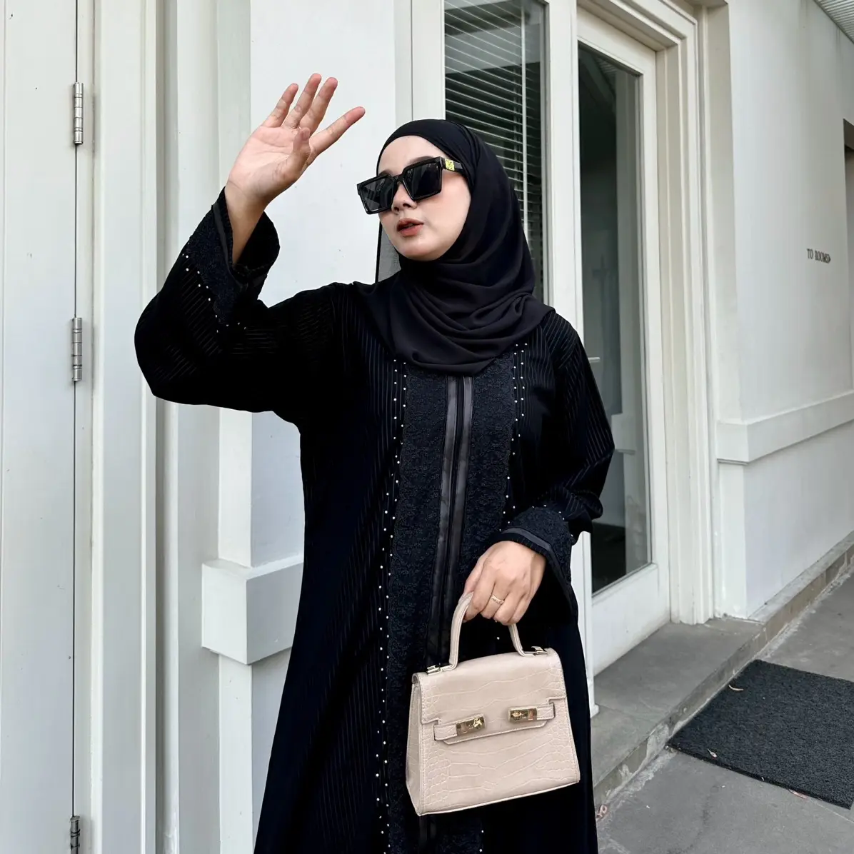 ABAYA NAIRAH JETBLACK MATA SALUR KOMBINASI RENDA DI BADAN S M L XL XXL ALKHATIB COLLECTION imut s/m Casual saudi jet black daily set hijab hitam