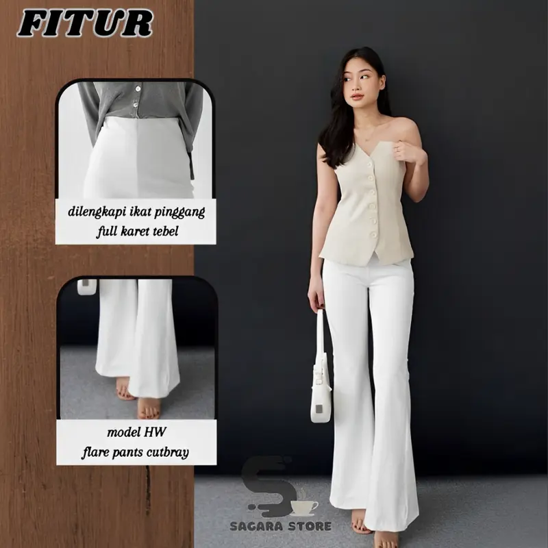 UMY Flare Pants - Highwaist Flare Pants - Highwaist Celana Cutbray Scuba 3