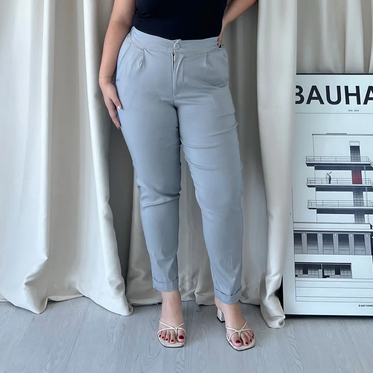 Bigissimo - Pixi Celana Kerja Basic Karet Stretch Celana Wanita Kerja Kantor Nyaman  Bigsize Jumbo
