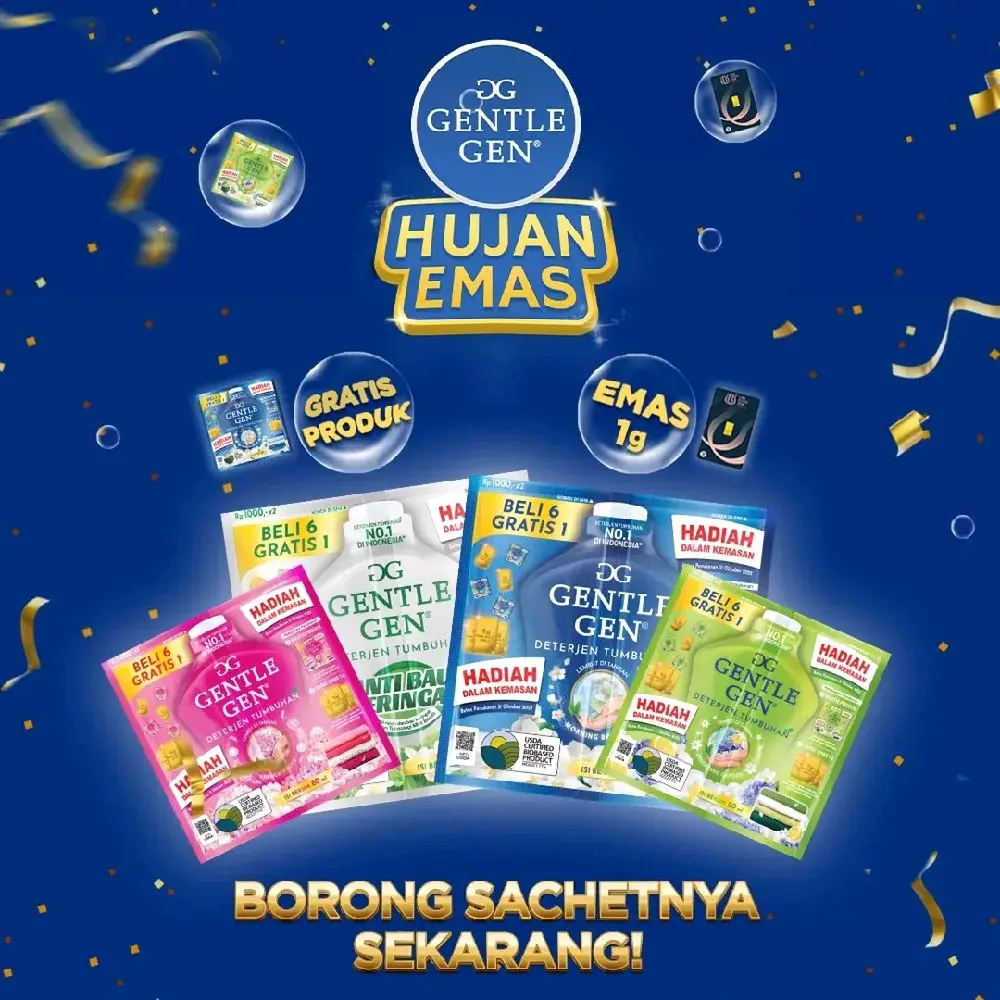 Deterjen Tumbuhan Gentle Gen Formula Pembersih Lembut dan Efektif untuk Kain dan Mesin