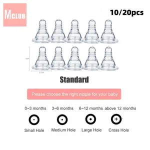 ANGEL MOMMY Dot Bayi Peristaltic S/L/M Neck / Empeng Bayi XNZ /Puting lebar buram 10pcs