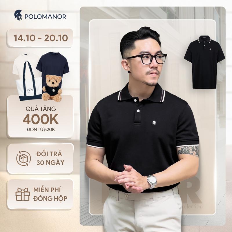 Áo polo nam DENIS vải cá sấu cotton piqué interlock thanh lịch, sang trọng - POLOMANOR