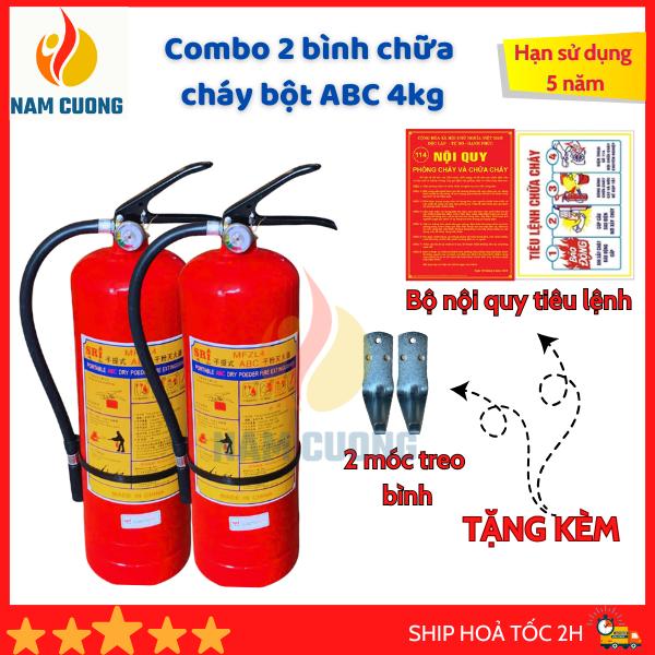 TẶNG NỘI QUY TIÊU LỆNH Combo 2 bình chữa cháy ABC 4 kg bình cứu hoả trang bị cho gia đình văn phong công ty nhà trọ đùng để pccc