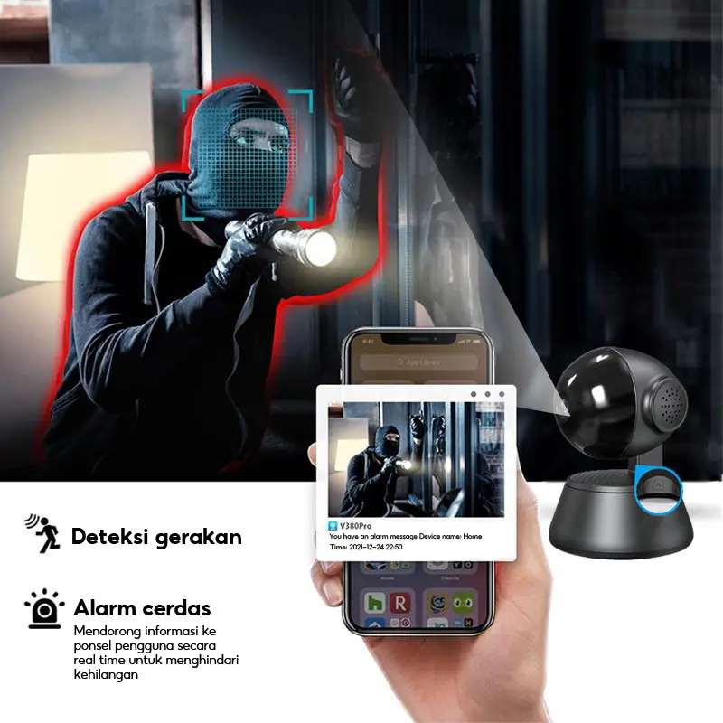 COD V380 Q6 PRO Hitam 1080P Indoor Camera IP Keamanan Cerdas WiFi Penglihatan Malam Kamera Audio Dua Arah Motion Track 5
