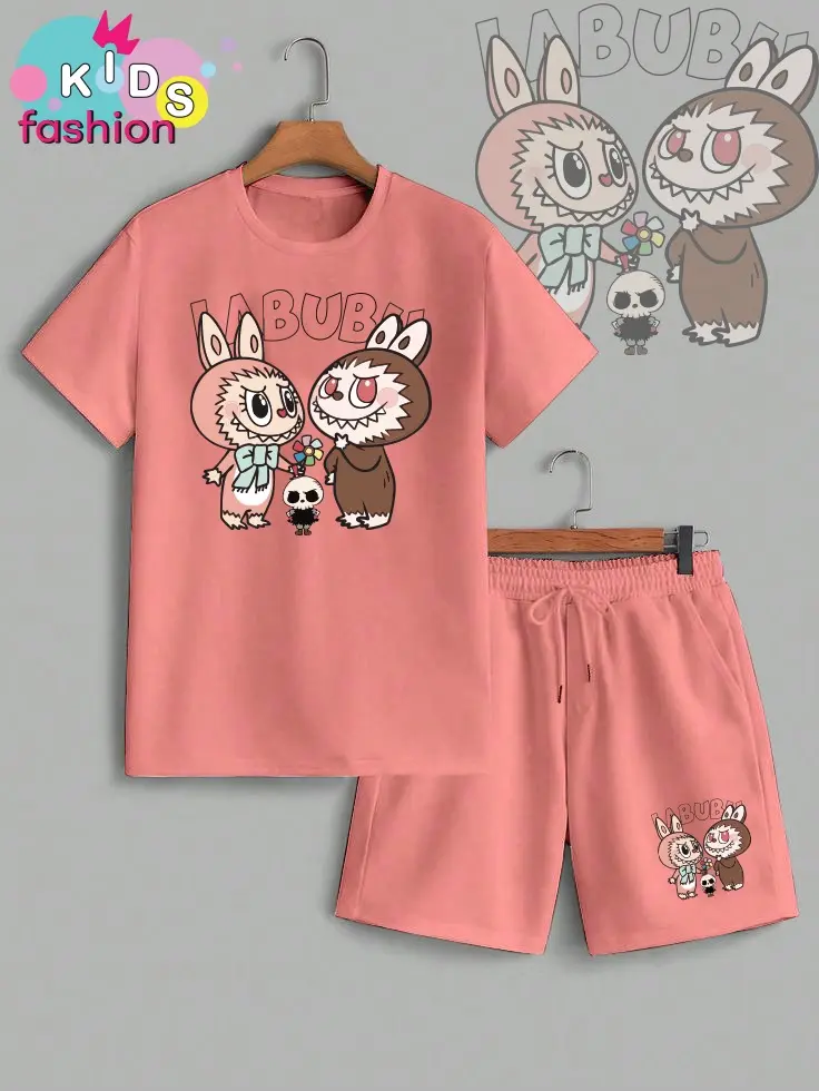 Setelan Anak Laki-laki / Perempuan dan Celana Pendek Ukuran 3-10thn Motif Labubu Jack Baju Fashion