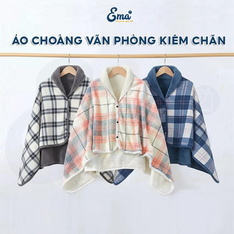 Áo Choàng Văn Phòng Kiêm Chăn 2 Lớp Dày Dặn Chất Liệu Flannel Polyester Êm Mềm Thích Hợp Làm Quà Tặng Cho Bạn Gái chăn gối văn phòng