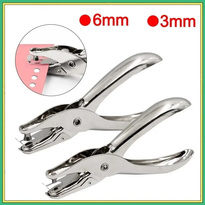3MM 6MM Pembolong Kertas 1 Lubang / One Hole Tag Punch / Ticket Puncher Circle Metal Single Hand Held Hole PunchAlat