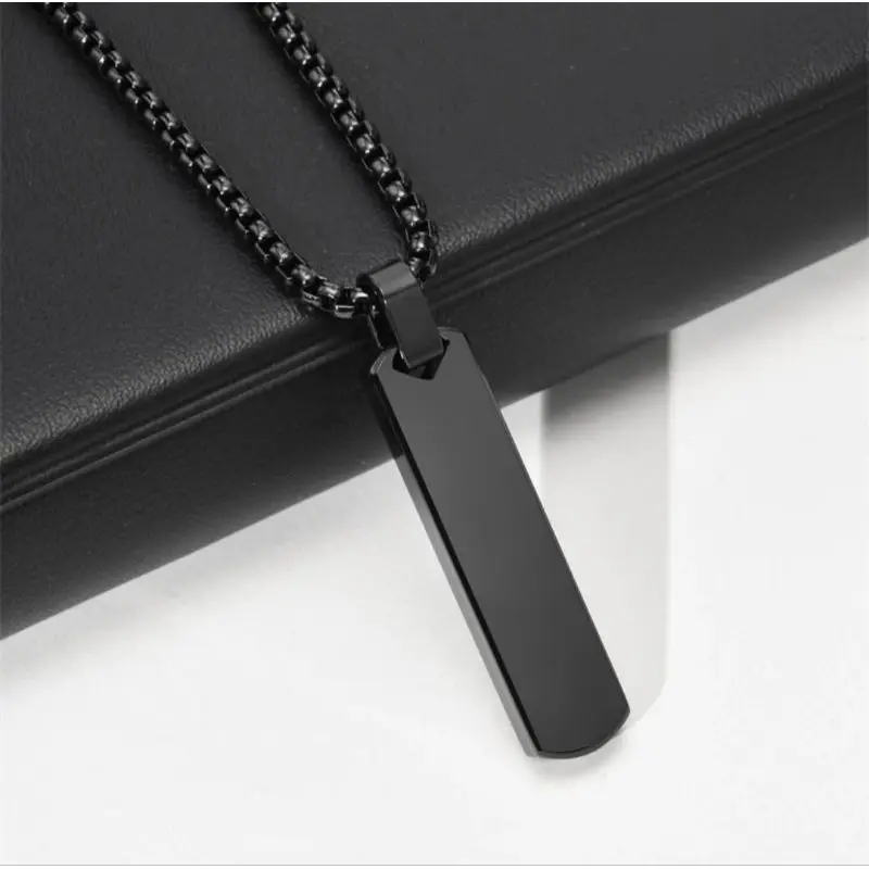 (KL6) KALUNG RANTAI TITANIUM PRIA LONTIN BALOK TEBAL KOREA SILVER HITAM TERBARU ANTI KARAT -CJR TITANIUM Liontin 7