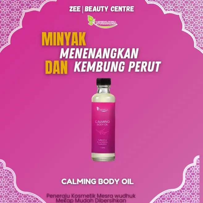 NURRAYSA Calming Body Oil untuk Kulit Sensitif dan Kembung Perut,Minyak Urut Baby,Aromaterapi,minyak kayu putih,sakit sendi,kembung perut baby,angin,minyak cengkih Telon