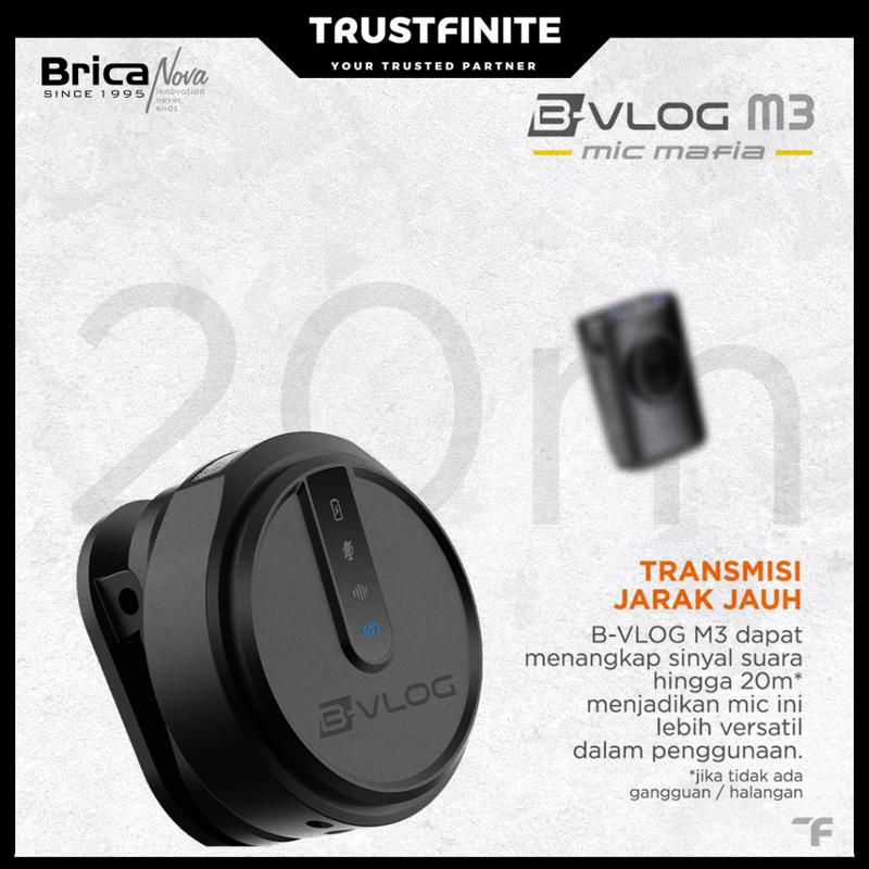Brica B-VLOG M3 Dual Magnetic Clip Wireless Microphone - Clip On Mic Vlog - With Charging Case - BVL 5