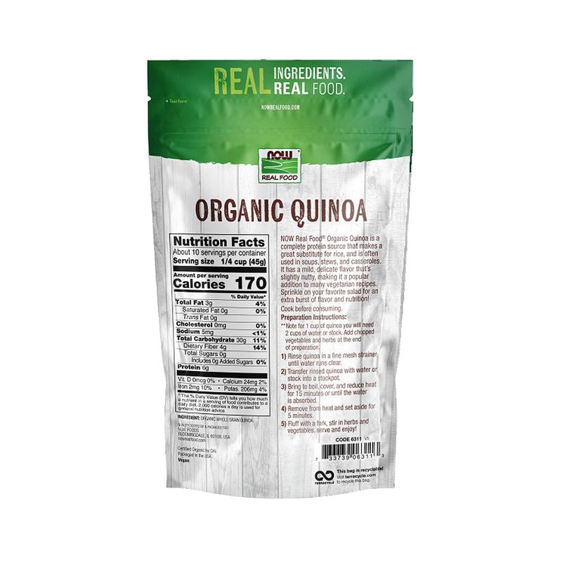 NOW Foods, Organic Quinoa Whole Grain, Gluten-Free, Ancient Grain, Source of Protein and Fiber, 16-Ounce (Packaging May Vary) 1