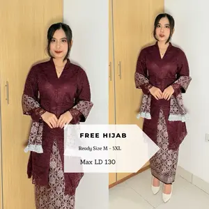 Widyani Kebaya - Outfit Kebaya Brokat Tunik V-Neck + Rok Songket Span + Selendang – Wisuda & Kondangan Hijab Friendly