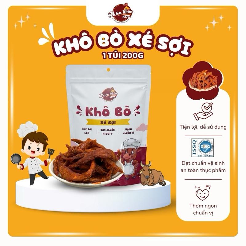 Khô Bò Xé Sợi Tẩm Vị Đậm Vị Thơm Ngon Cay Vừa Khối Lượng Tịnh 200gr Túi
