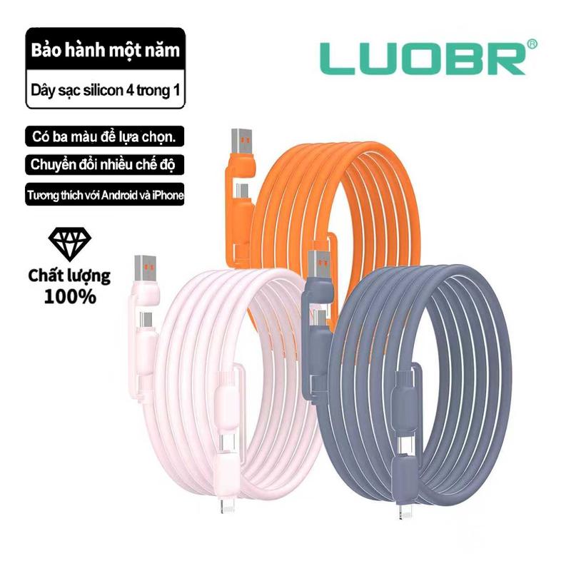 Dây Sạc Nhanh Đa Năng 4 Trong 1 Type C 240W Sạc Nhanh Type C -L 27W Cáp Sạc Dây Bọc Silicon Dẻo Chống Mất Thân Thiện Với Môi Trường