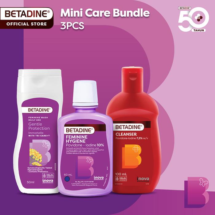 Gambar Mini Care Bundle - Pembersih Kewanitaan dengan Prebiotik, Asam Laktat & Tri-Care+ | Menyeimbangkan pH, Mendukung Bakteri Baik, Menenangkan Kulit Sensitif, Bebas Sabun, Teruji Ginekologis, & Hipoalergenik dari Betadine Shop Kota Tangerang Tokopedia