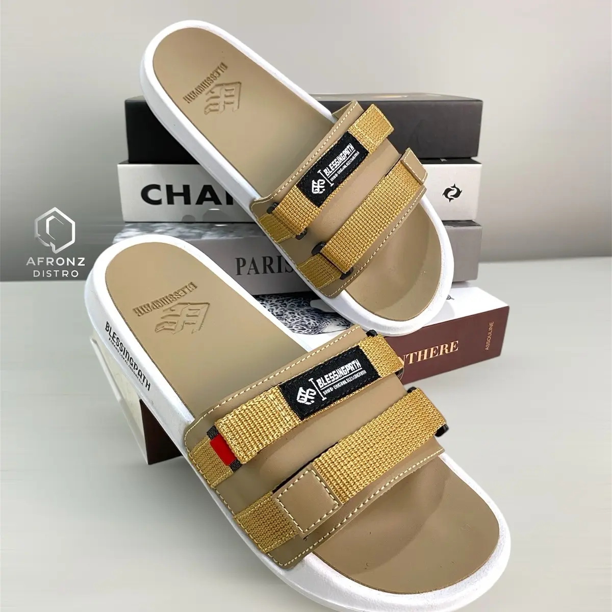 Sandal Slop/Slipon Tali Pria Wanita/Sandal Slop Logo Embos/Sandal Casual BLESSINGPATH kasual pylon  Sendal Karet