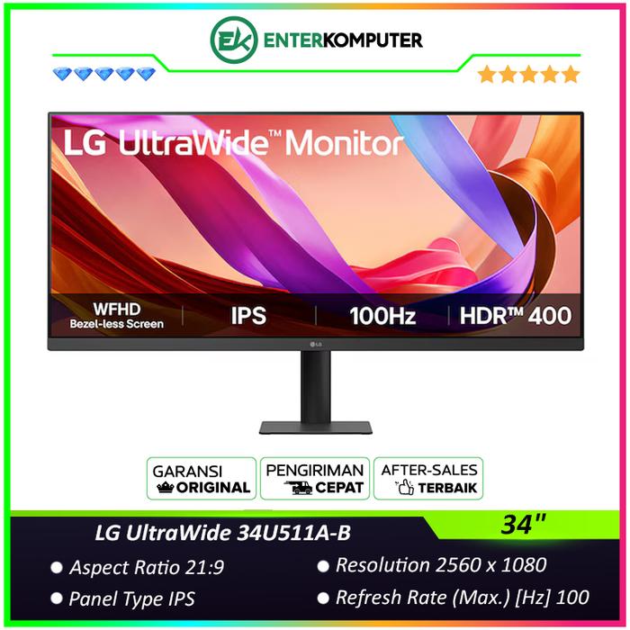 Gambar LG UltraWide 34U511A-B 34" WFHD IPS 100Hz HDR400 Monitor / Monitor 34 inch dari Enter Komputer Official Kota Administrasi Jakarta Pusat Tokopedia