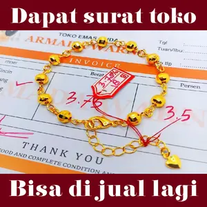 tebus murah gelang tangan emas muda motif bola dapat surat toko
