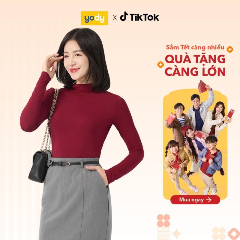  Áo giữ nhiệt cổ leo YODY áo thun ôm body dày dặn đứng form vải mềm mịn WCTL25F022 