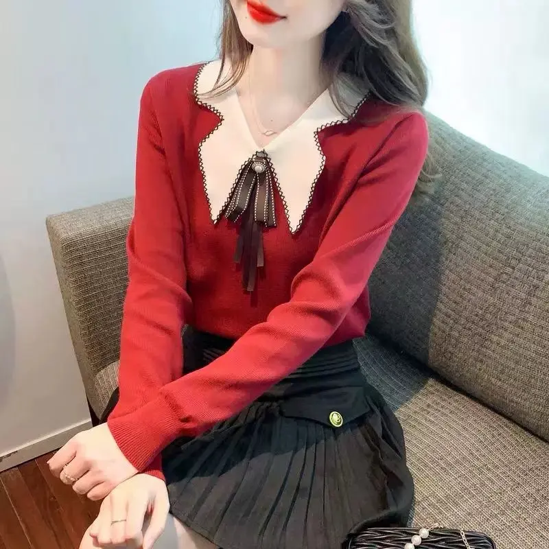 Blouse Rajut Wanita Kerah Lancip Bros Pita 4315 - Knitwear, Dewasa, Baju, Hitam, Panjang, Casual, Top, Cewek 1