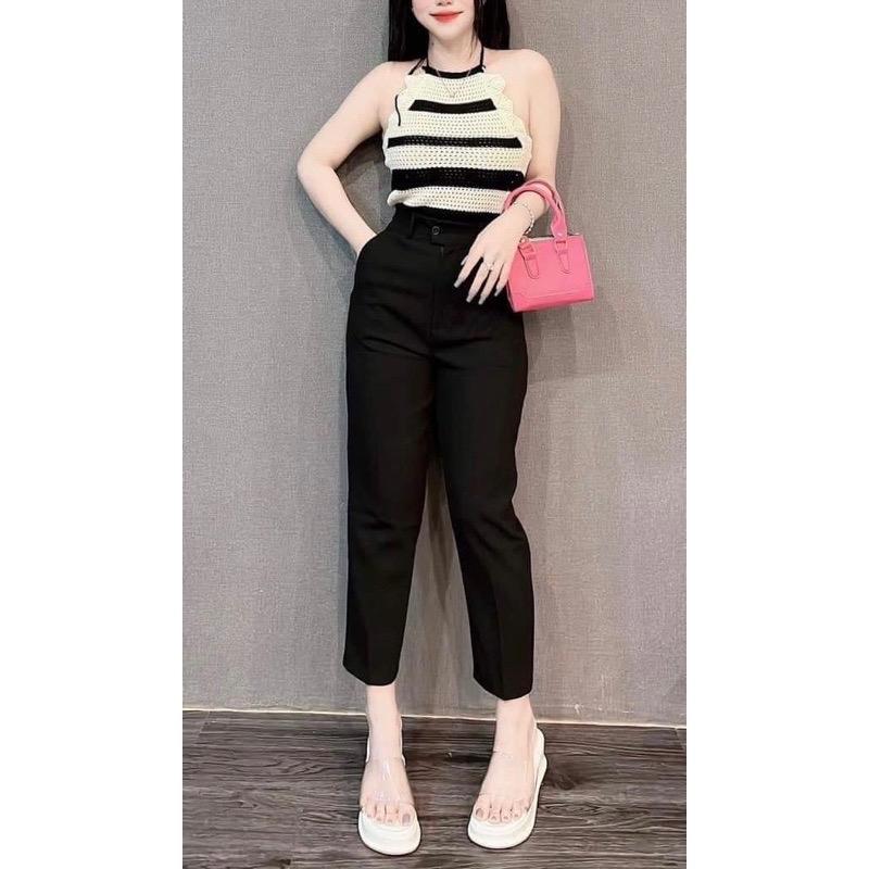 Quần tây nữ đi học CÚC LỆCH lưng cao ống đứng suông dáng quần baggy vải nữ học sinh cấp 2 3 dày co giãn nhẹ đi học làm công sở