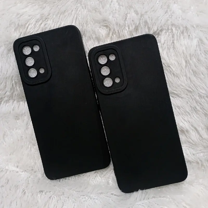 Softcase Casing OP RENO 5 Case silikon Macaron pro Camera bahan ful karet Hitam 4