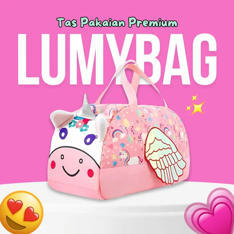 [RA.ID] LumyBag - Tas Pakaian Untuk Travelling Anak Bahan Premium Anti Air Motif Karakter Dinosaurus Unicorn 2
