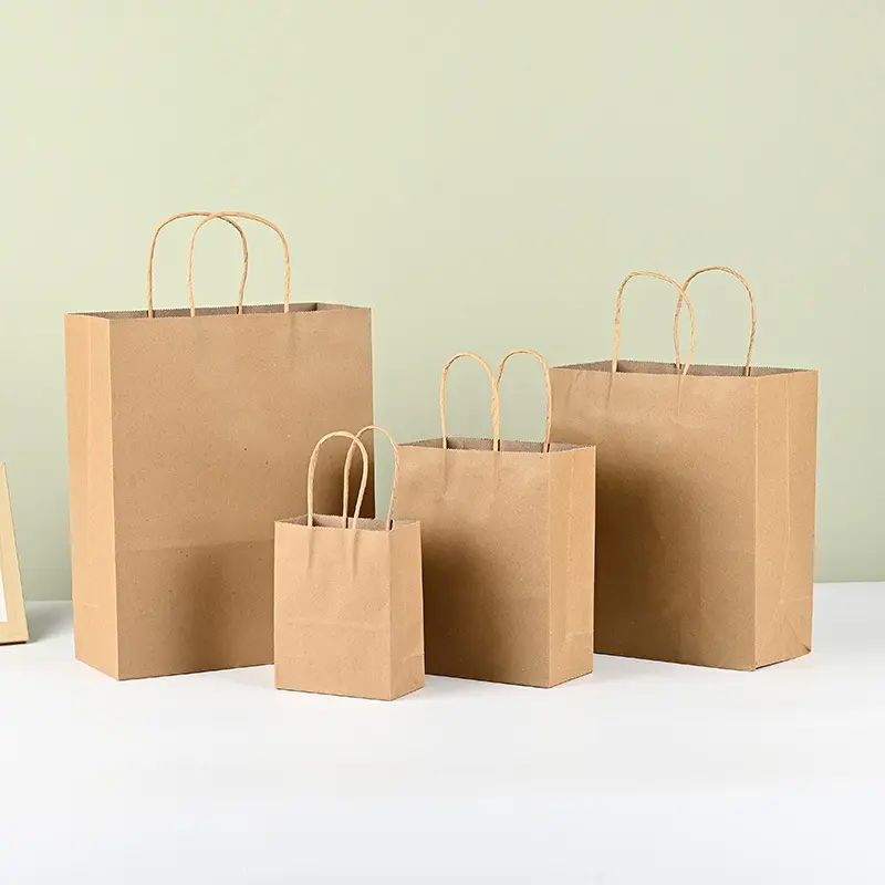 Túi giấy Kraft có quai đựng quà nhiều kích thước, Túi giấy Kraft xi măng Nhật Bản chất lượng 5