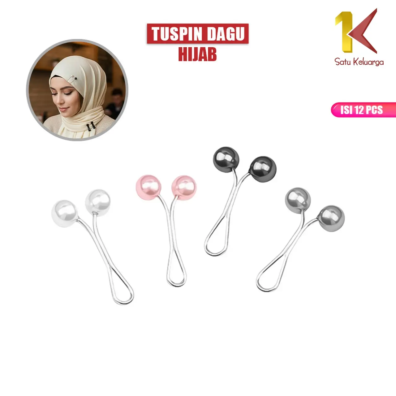 [COD] SK C1506 12PCS Klip Hijab Turki Mutiara Pearl Bros Dagu Jepit Jilbab Brooch Pin