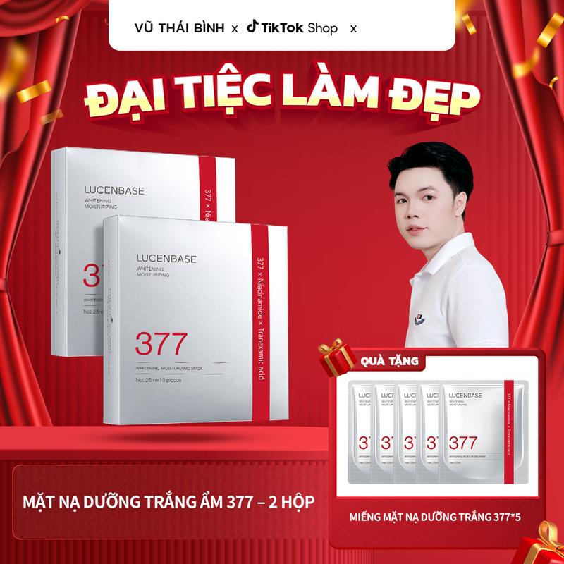   LIVE 2 Hộp Mặt Nạ Giấy 377 LUCENBASE Dưỡng Ẩm Trắng Da Sáng Da Mịn Da 10 Miếng Hộp 